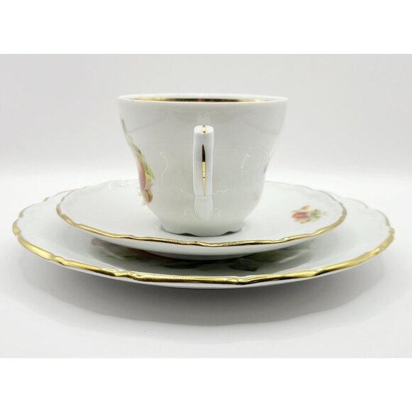 Vtg Schumann Arzberg Germany Tea Set Cup & Saucer Dessert Plate Apple Fruit - Picture 2 of 16